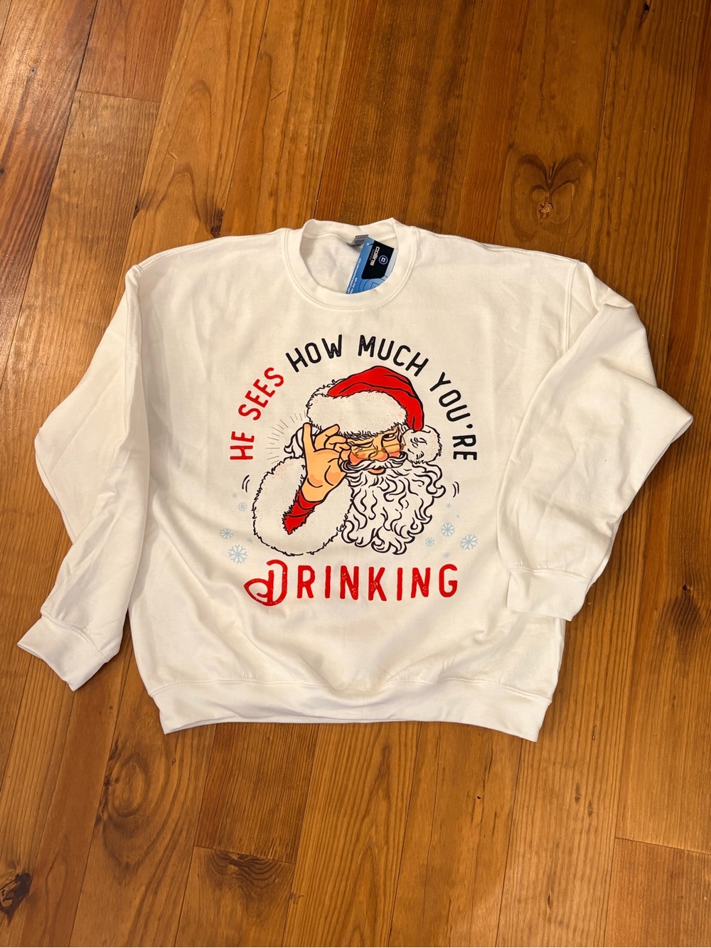 Funny Christmas Santa sees you drinking Crewneck Sweatshirt